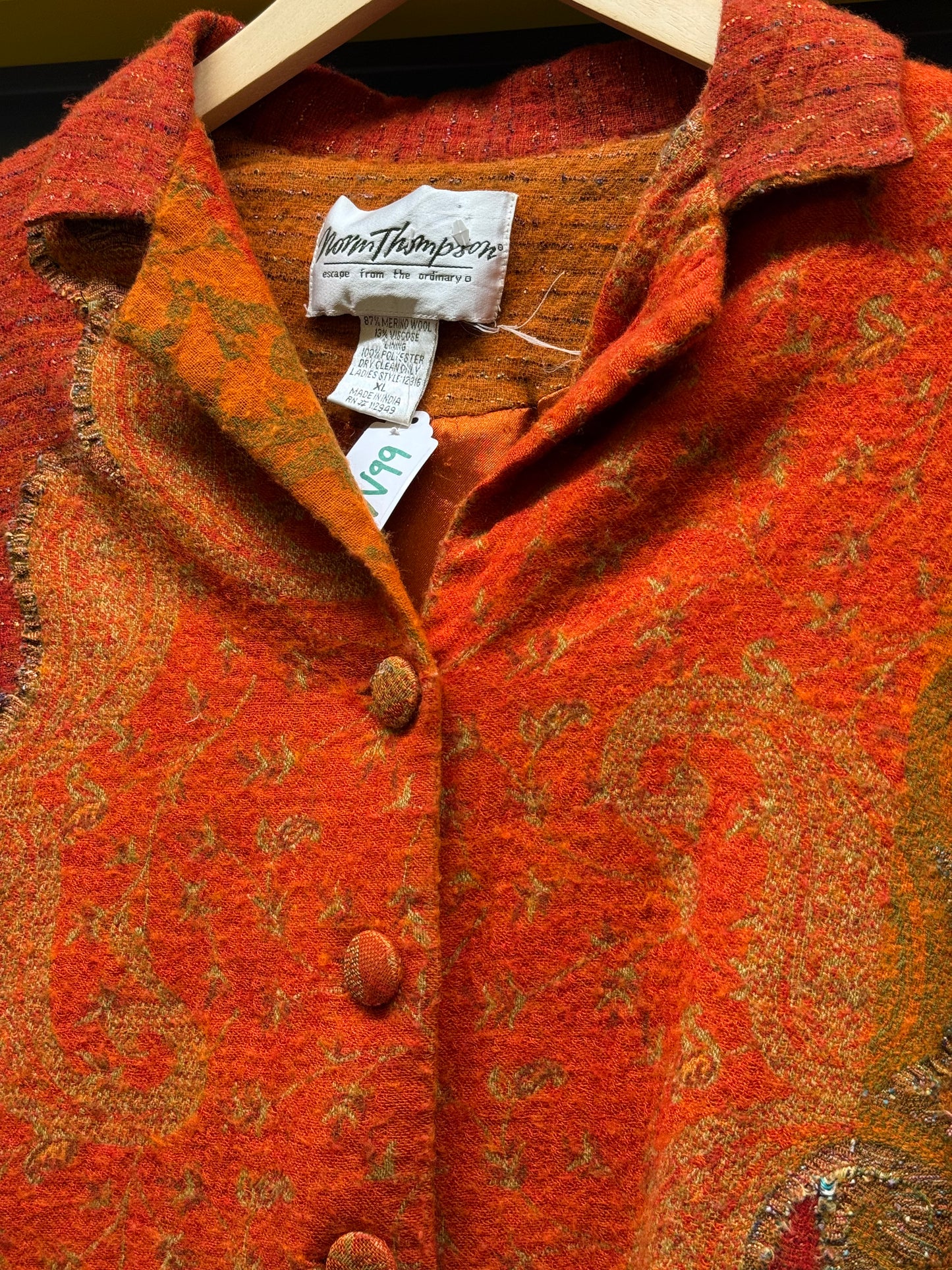 True Vintage Women’s Textured Embroidered Blazer Button-Up Jacket