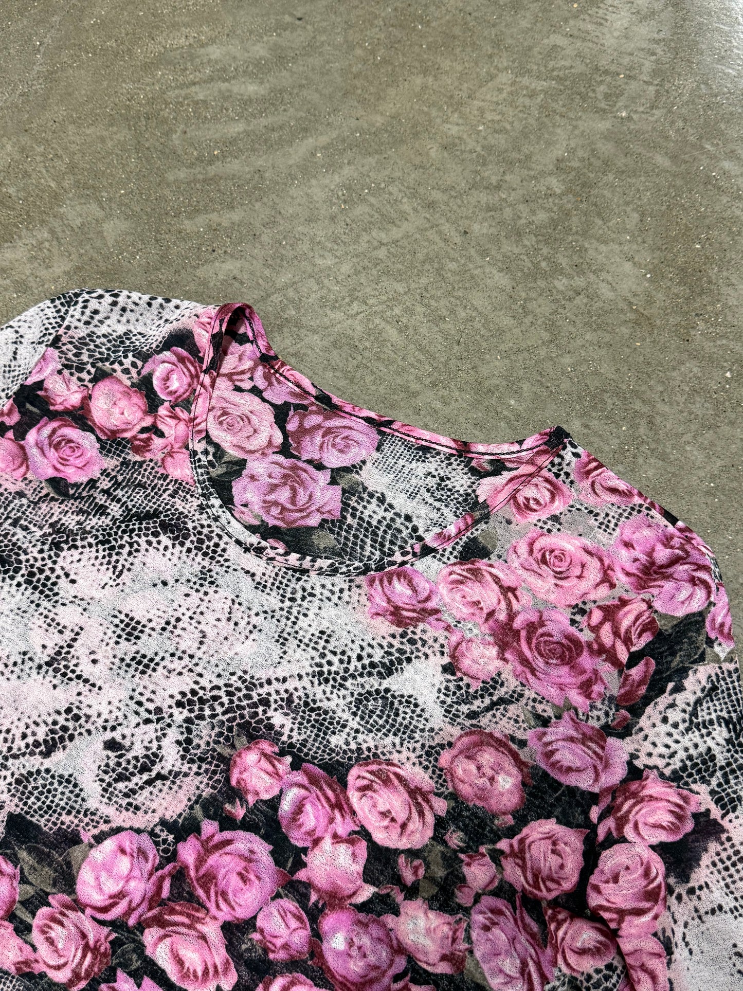 Vintage Sheer Floral Womens Blouse Longsleeve Shirt