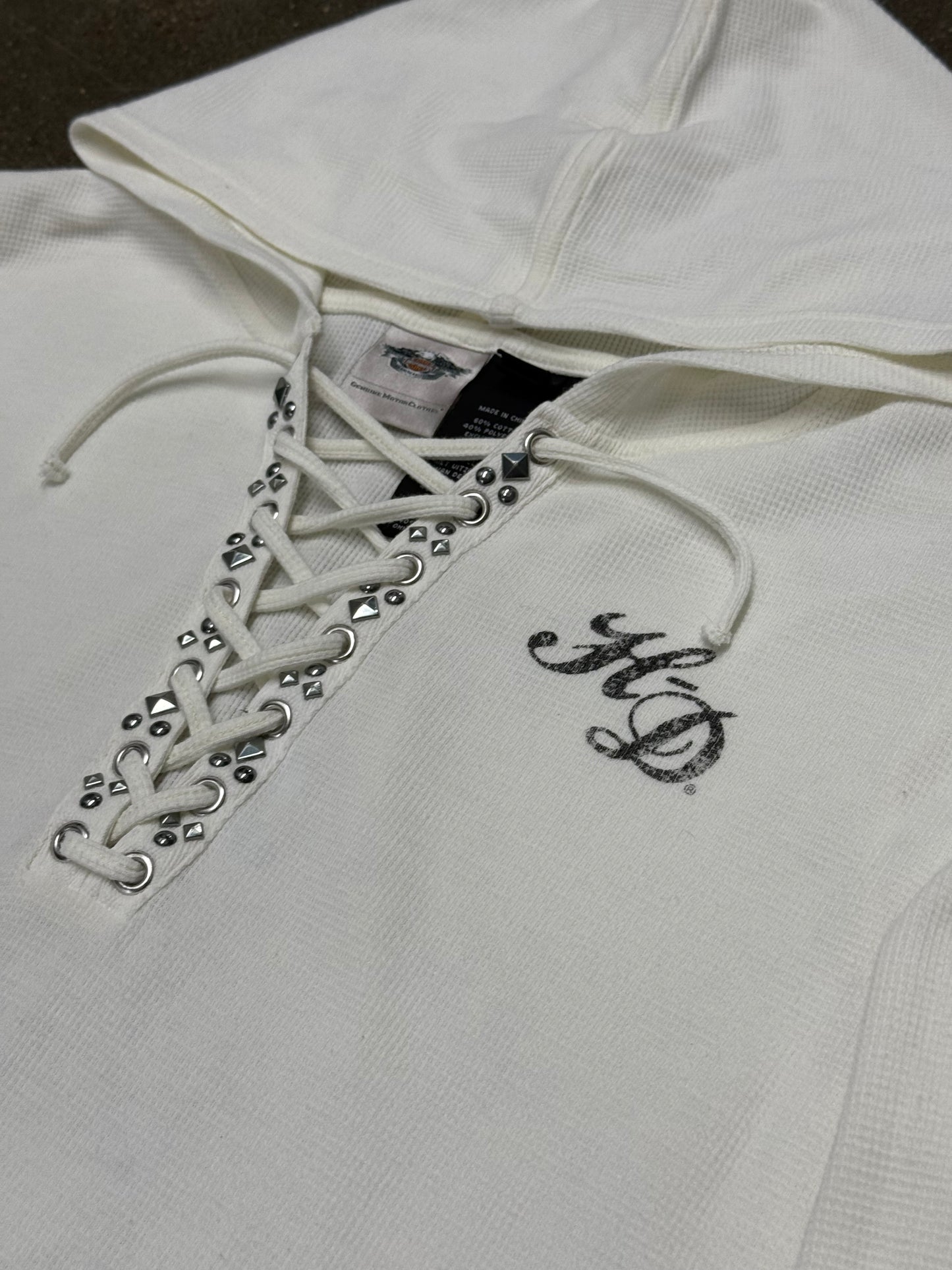 Vintage Y2K Harley Davidson Lace Up Sweatshirt