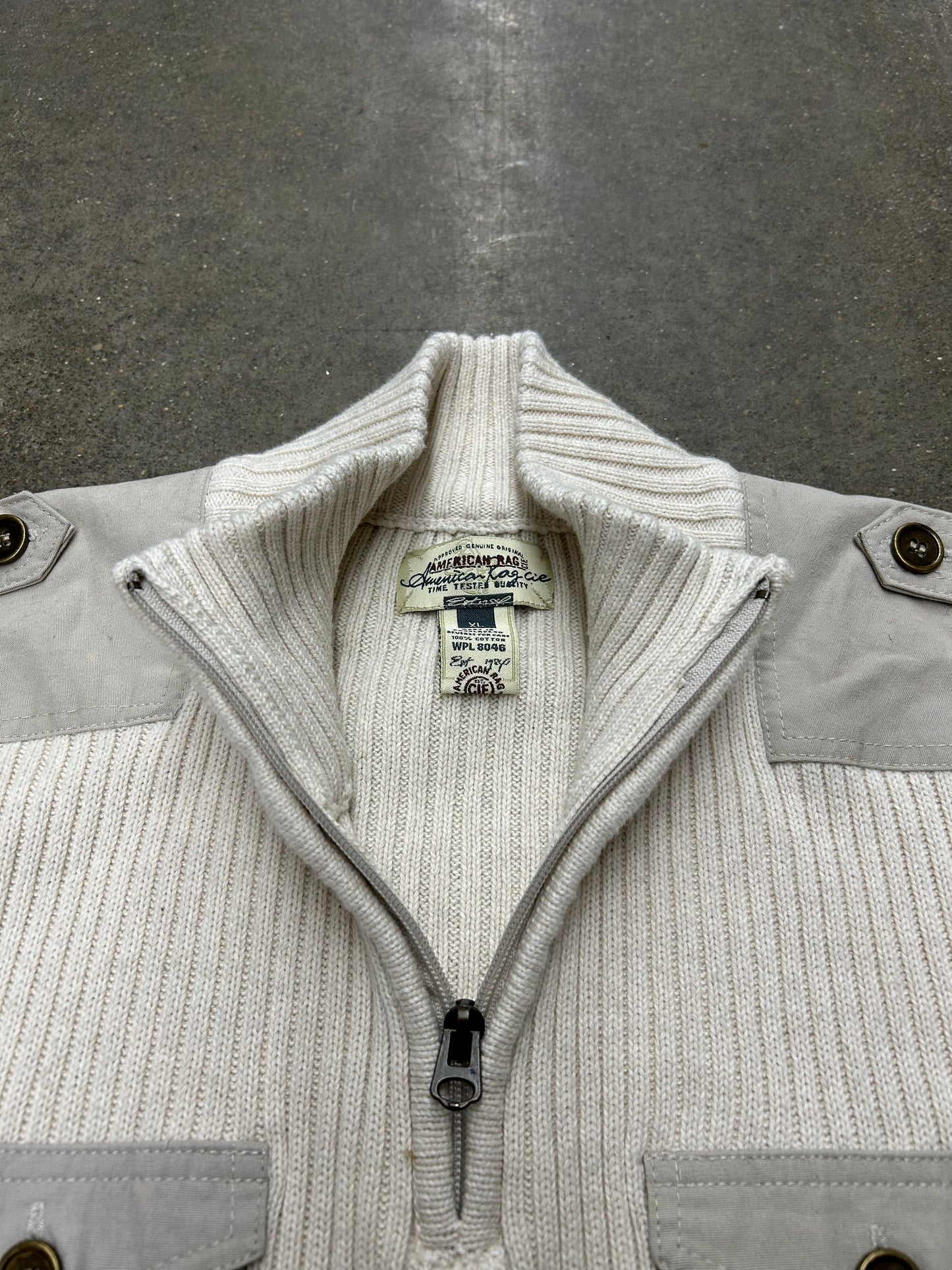 Y2K American Rag Qtr. Zip Cargo Sweater