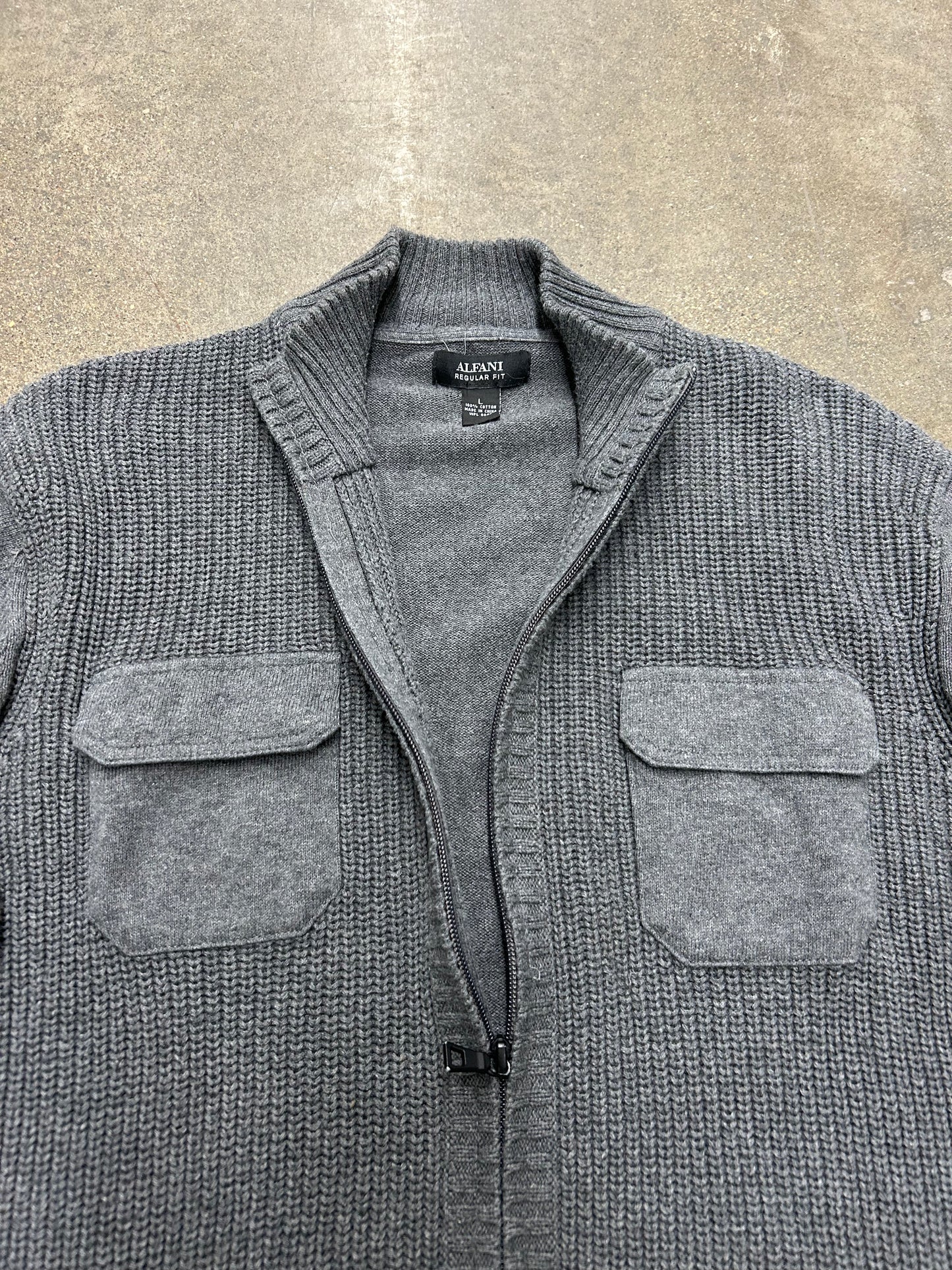 Y2K Alfani Zip-Up Pocket Sweater