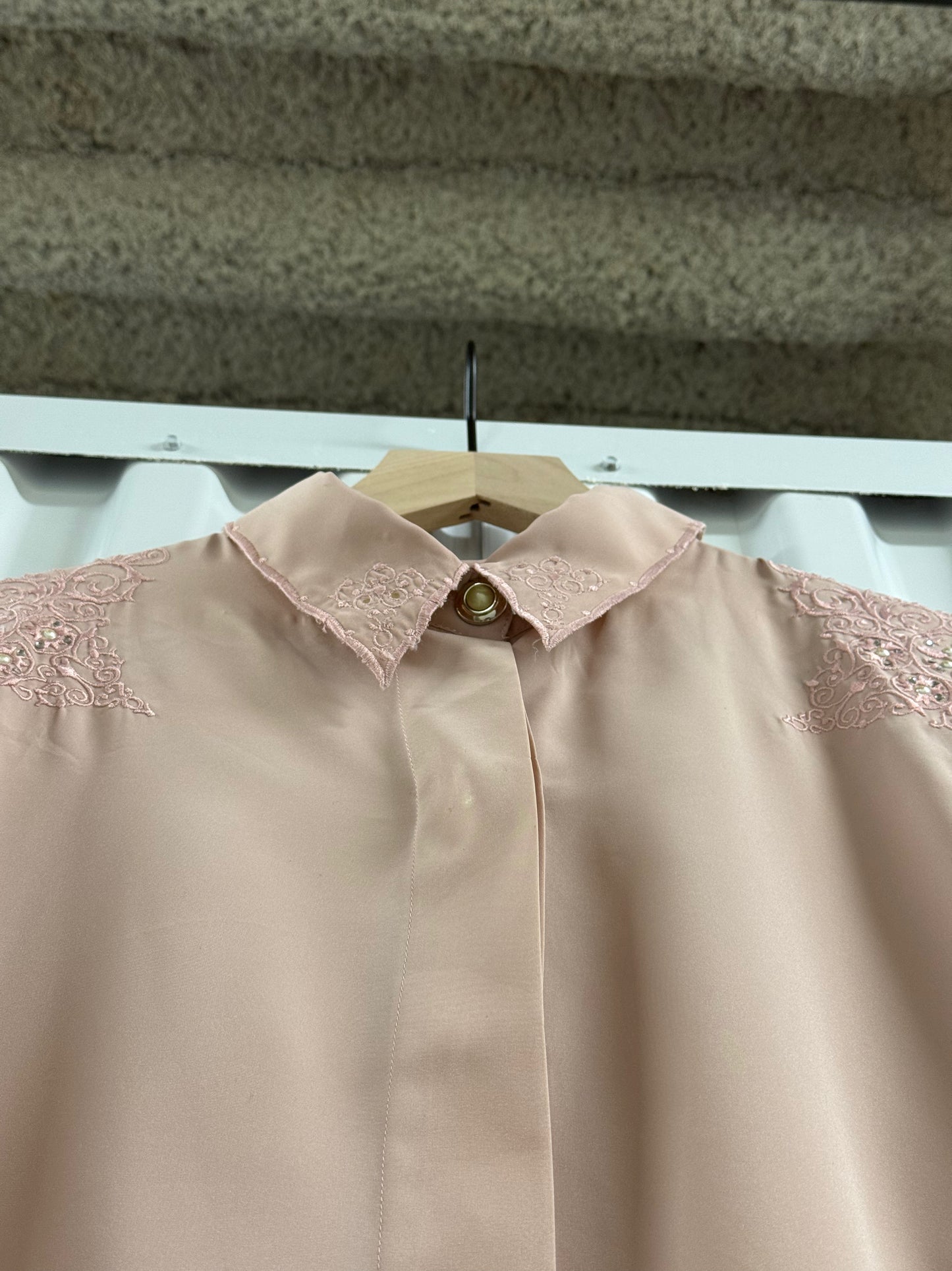 Vintage 1990s Embroidered Silk Button Up