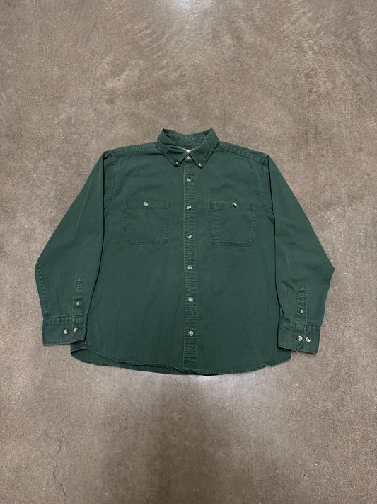 Scandia Woods Oxford Workwear Button Up Green Shirt size Large