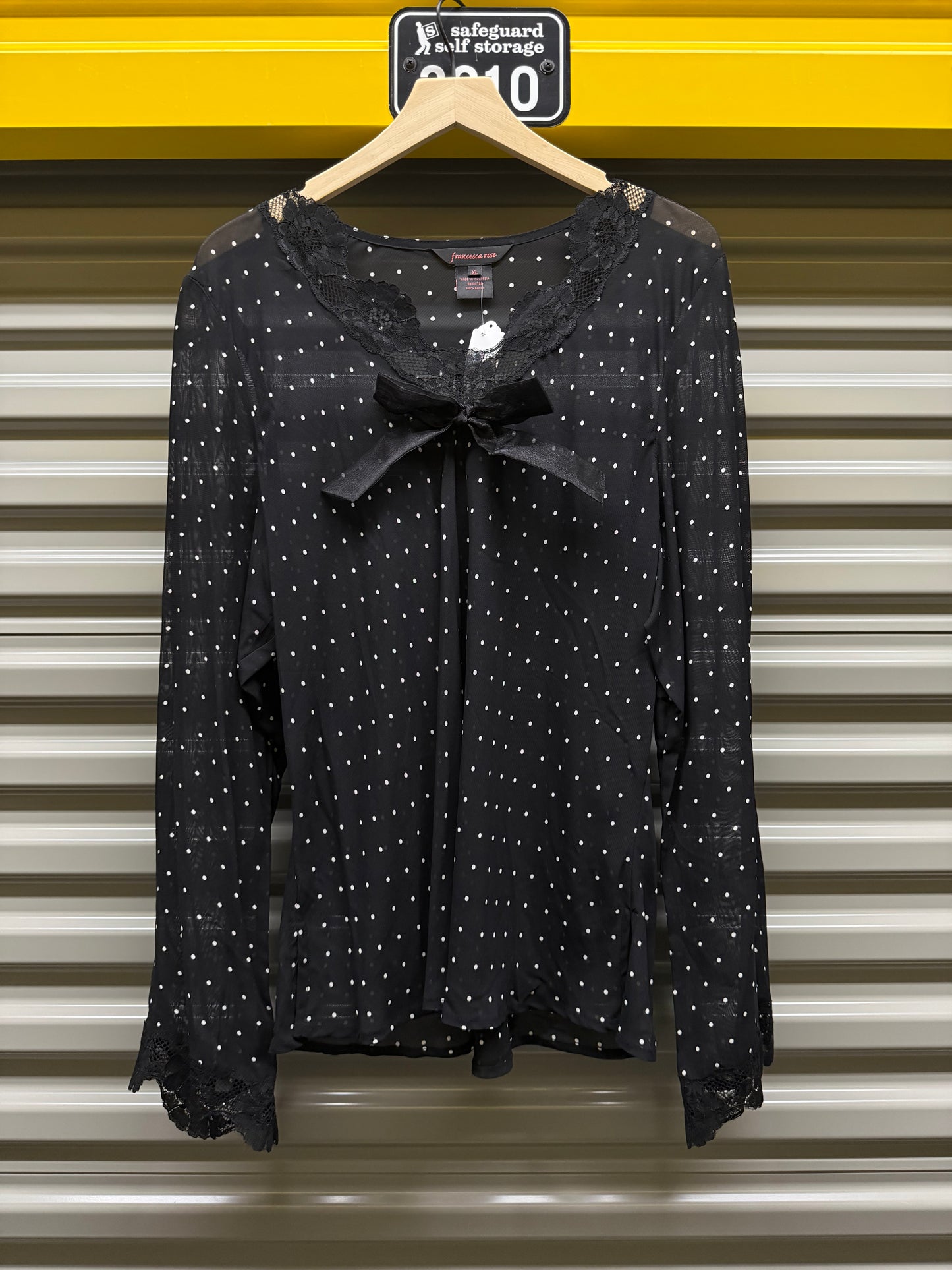 Vintage Women’s Polka Dot Sheer Long-sleeve Blouse Shirt