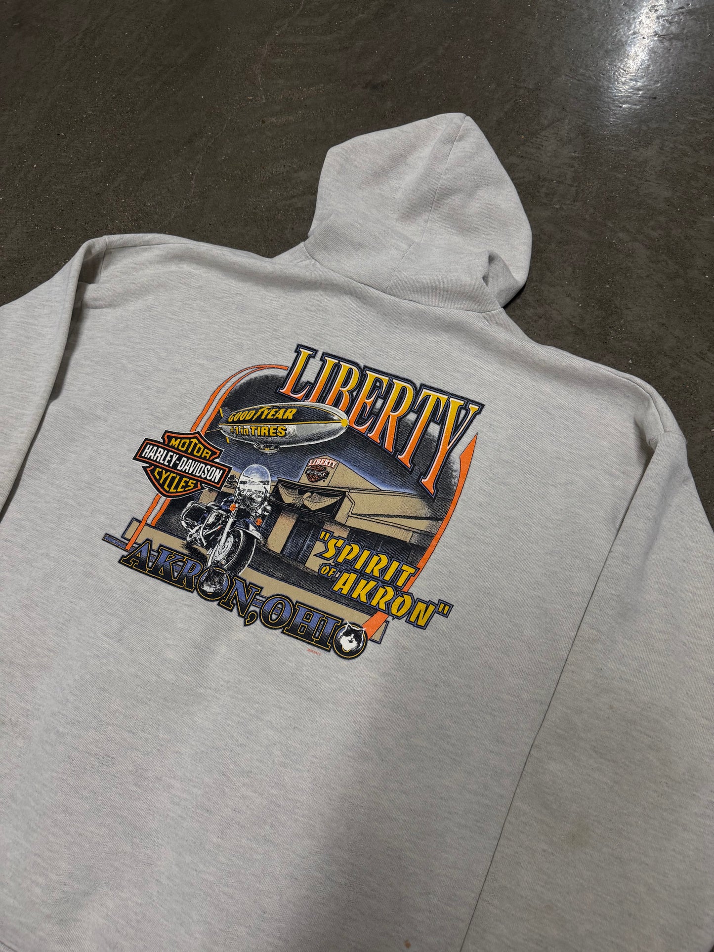 Vintage Harley Davidson Akron, Ohio Pullover Sweatshirt Hoodie size Large