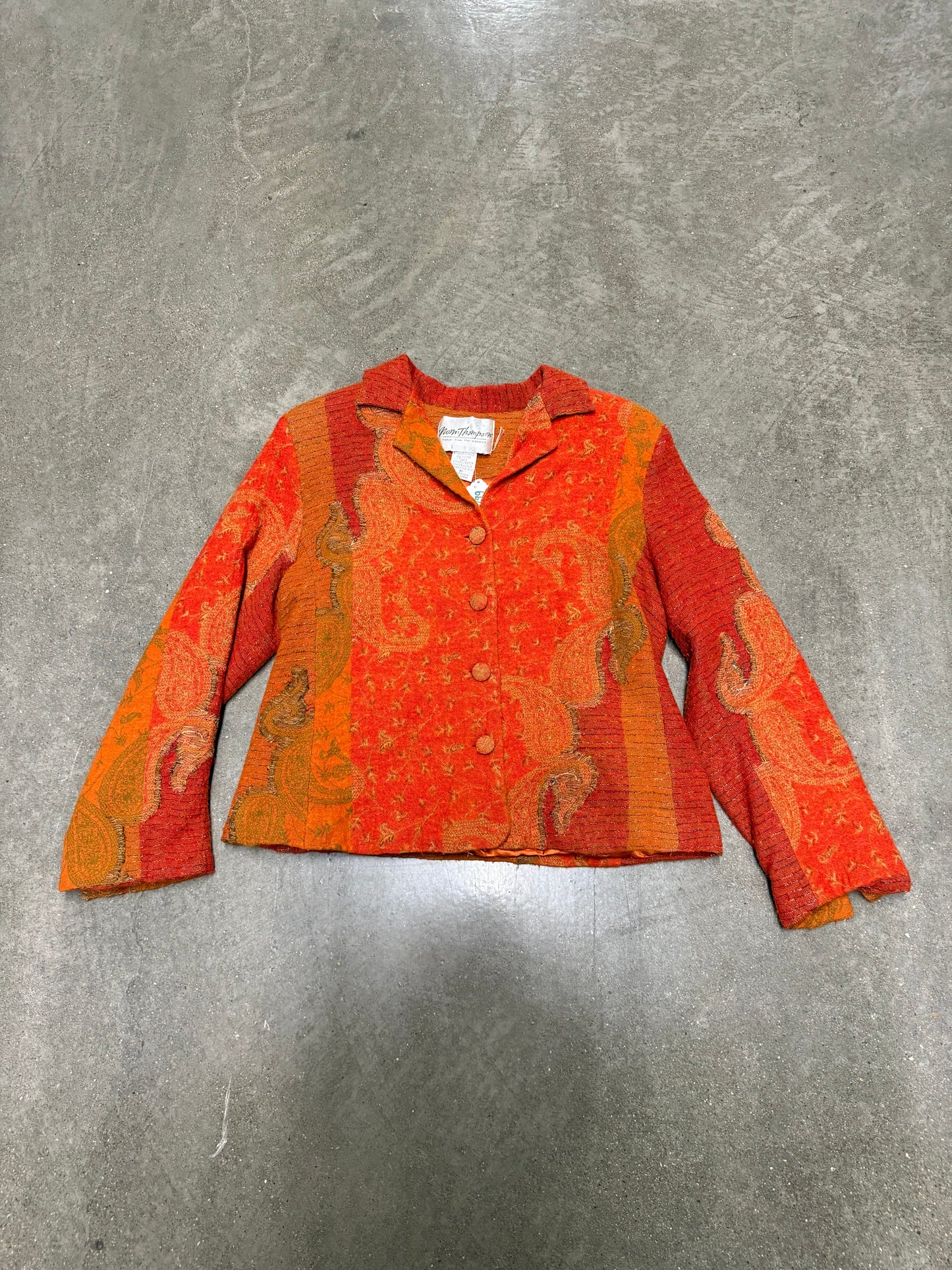 True Vintage Women’s Textured Embroidered Blazer Button-Up Jacket