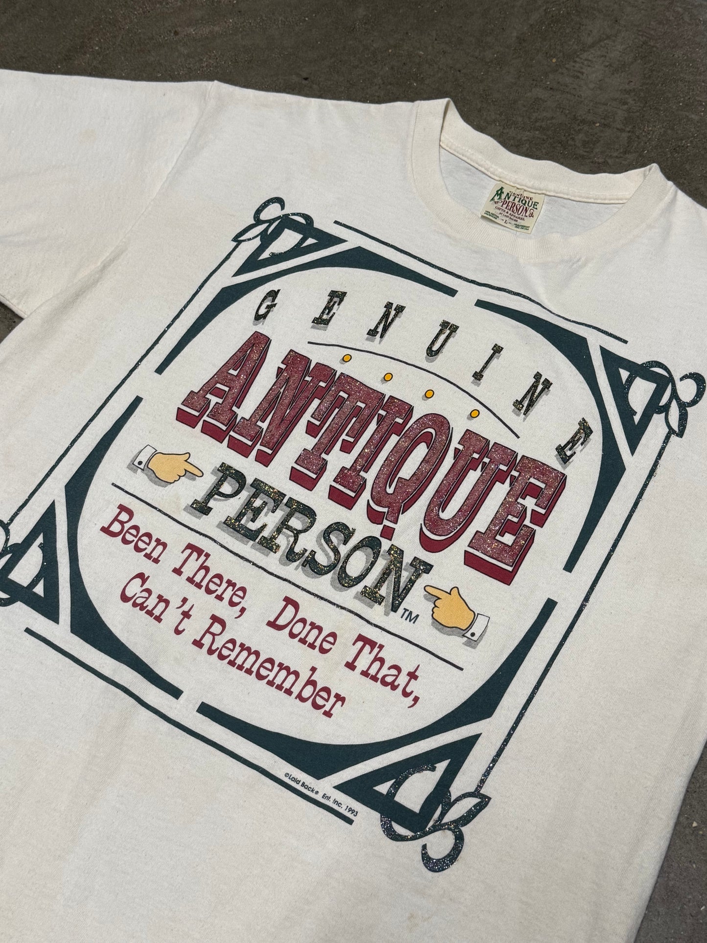 Vintage 1993 Antique Person Funny Humor T-shirt