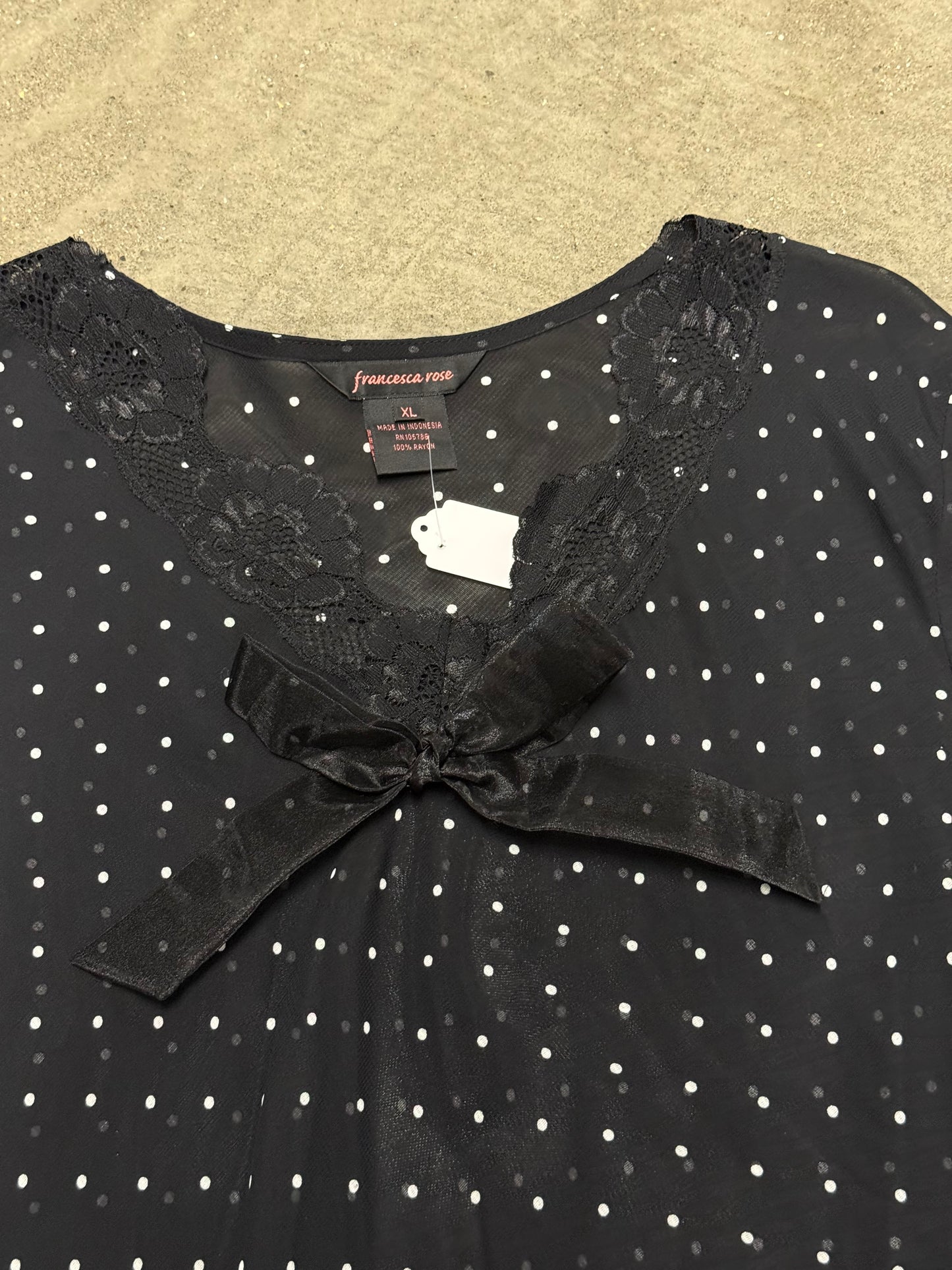 Vintage Women’s Polka Dot Sheer Long-sleeve Blouse Shirt
