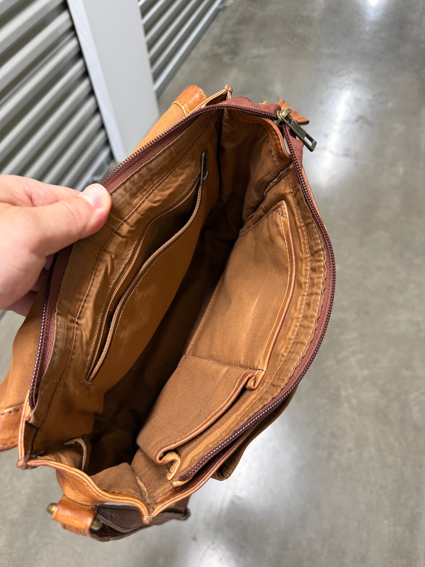 Vintage Genuine Brown Leather Purse / Shoulder Bag Crossbody