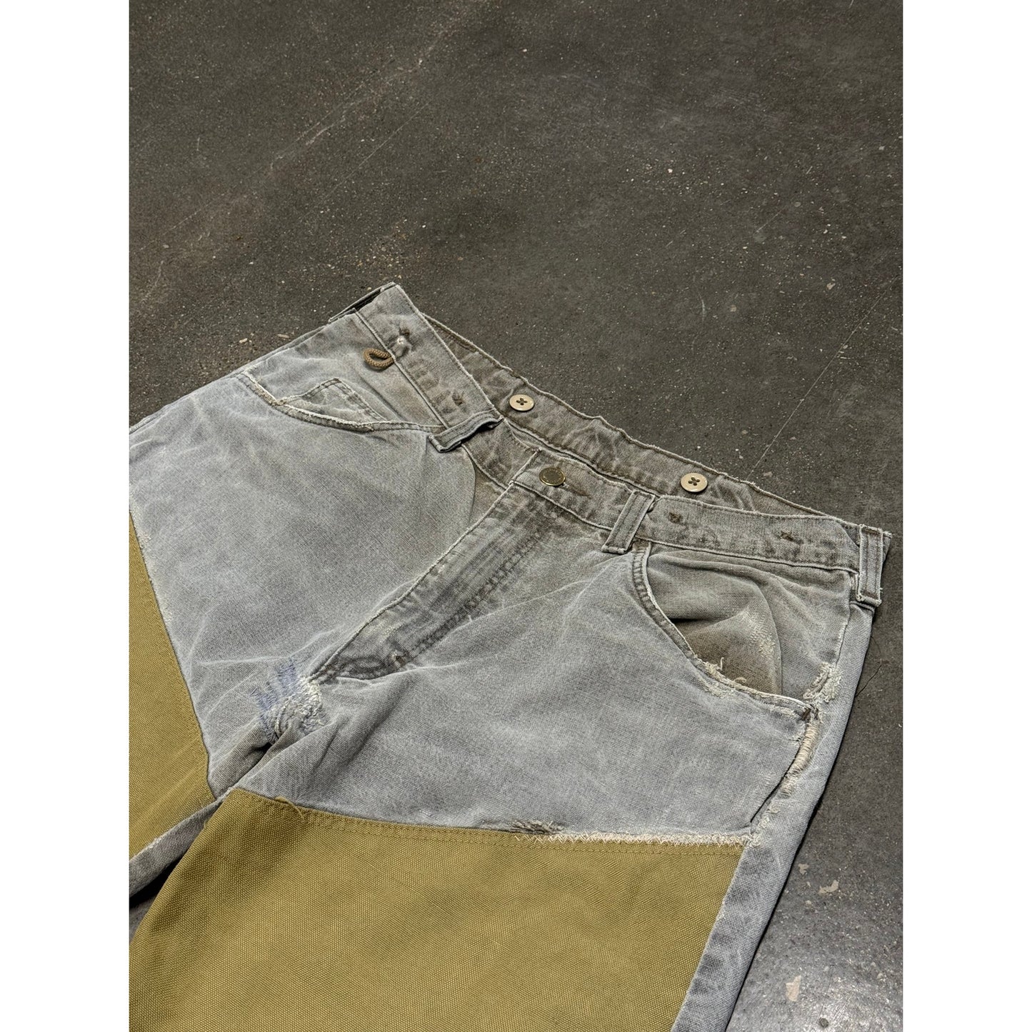 Vintage Distressed Wrangler Double Knee Two Tone Field Pants
