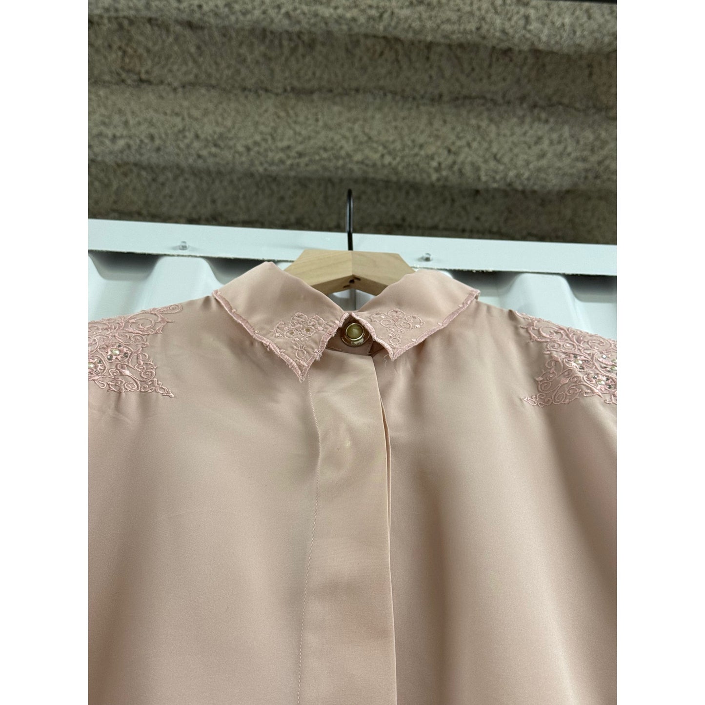 Vintage 1990s European Embroidered Silk Button Up