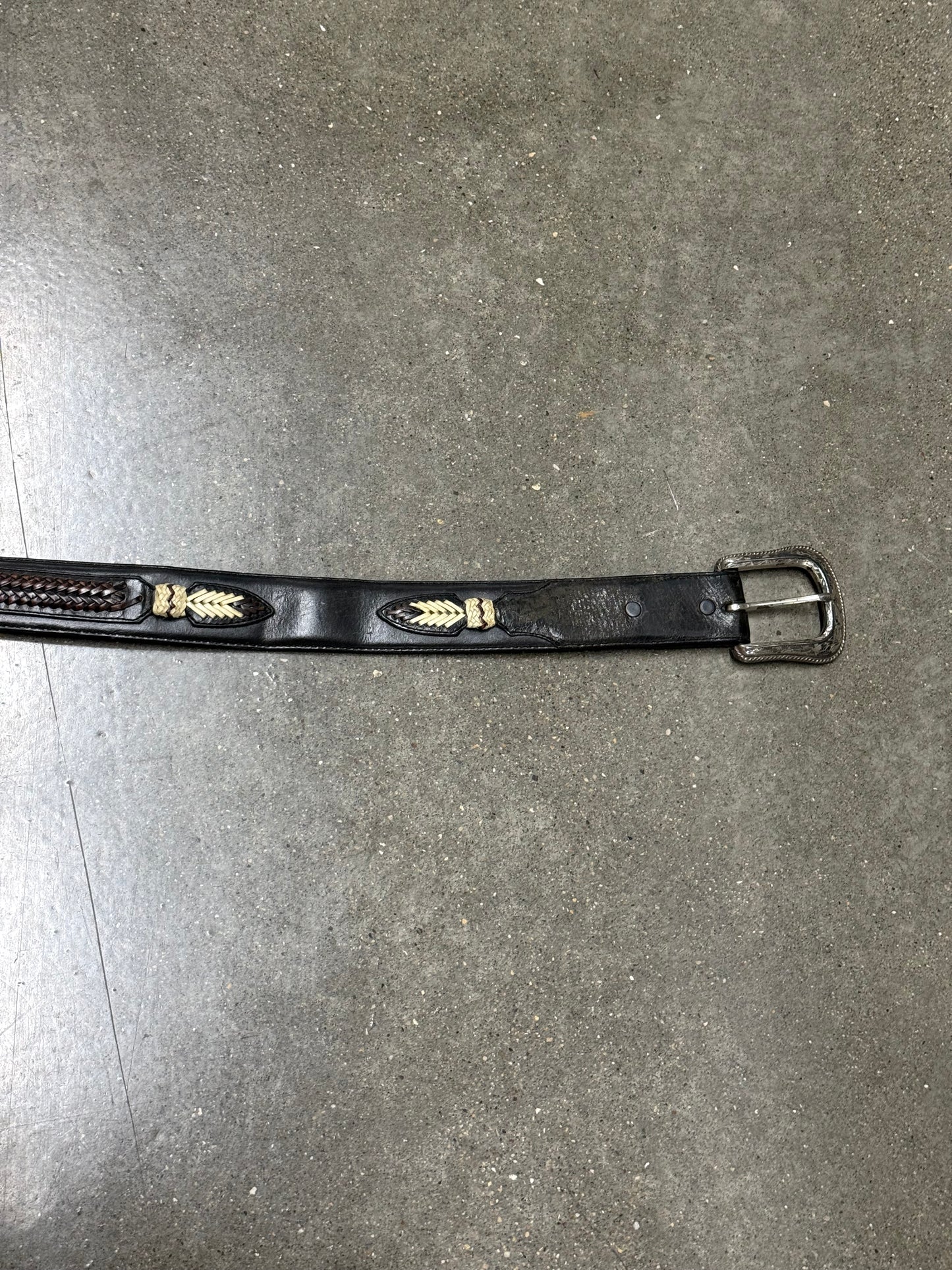 Vintage Genuine Leather Black Brown Western Belt