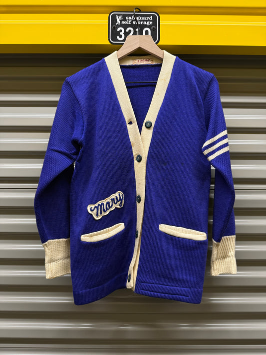 1970’s Varsity Knitted Blue Cardigan Sweater