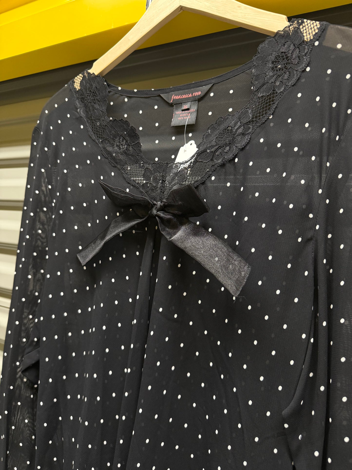 Vintage Women’s Polka Dot Sheer Long-sleeve Blouse Shirt