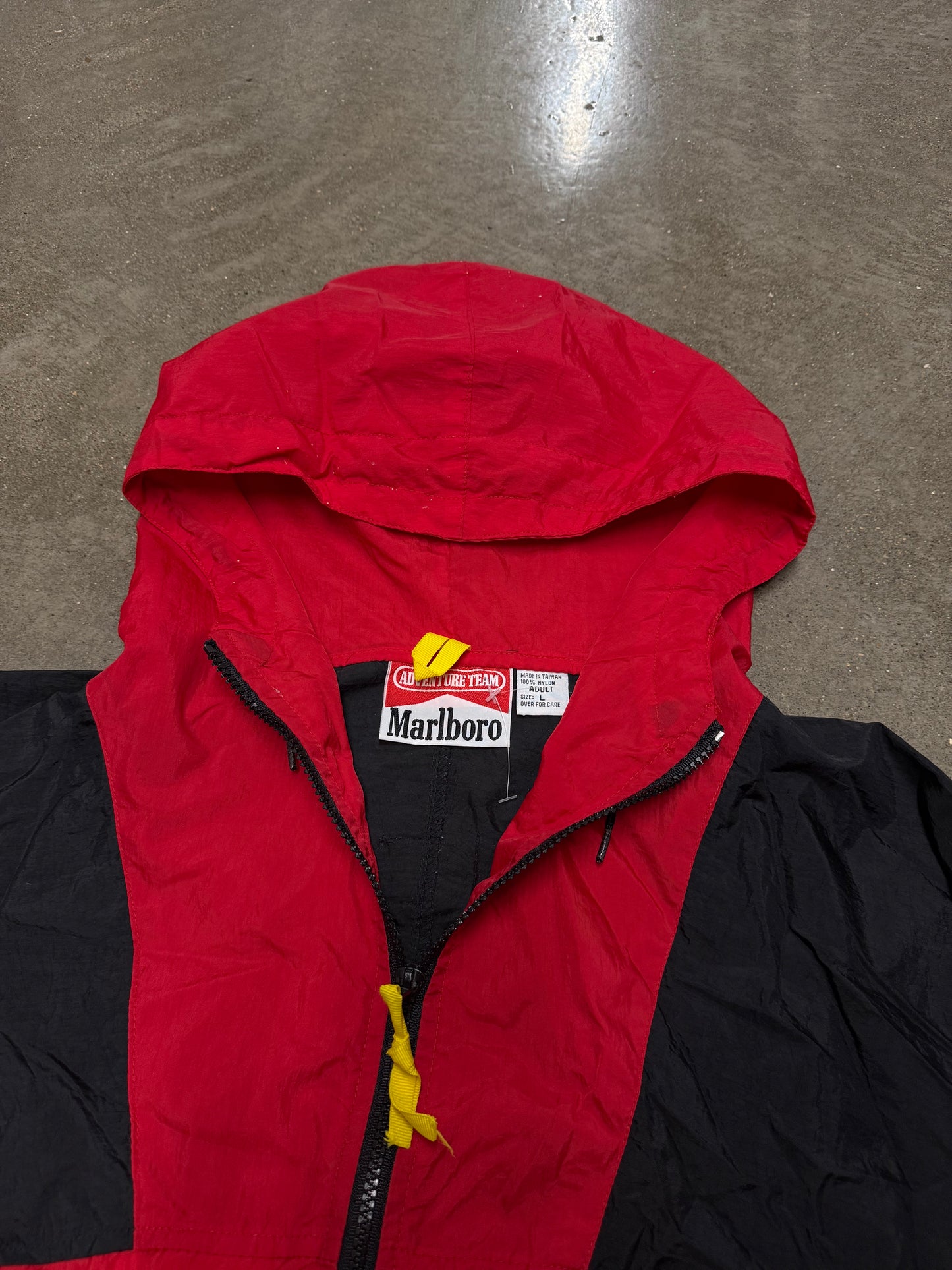 Vintage 1990’s Marlboro Red Pullover Windbreaker Rain Jacket - Adventure Team Promo