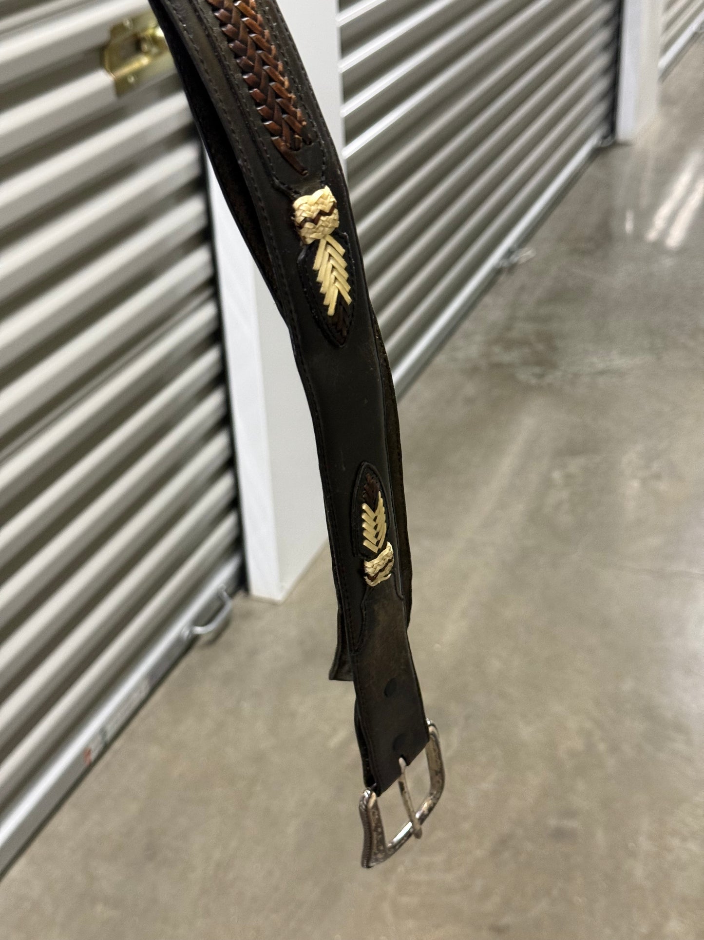 Vintage Genuine Leather Black Brown Western Belt