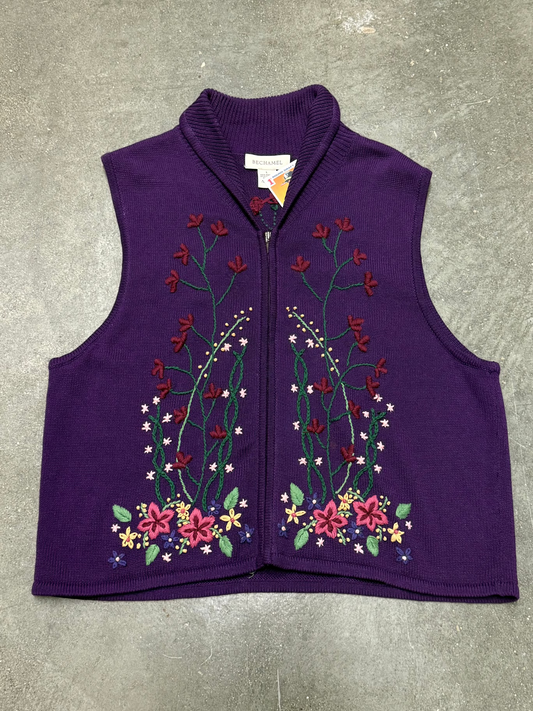 Y2K Flower Embroidery Vest
