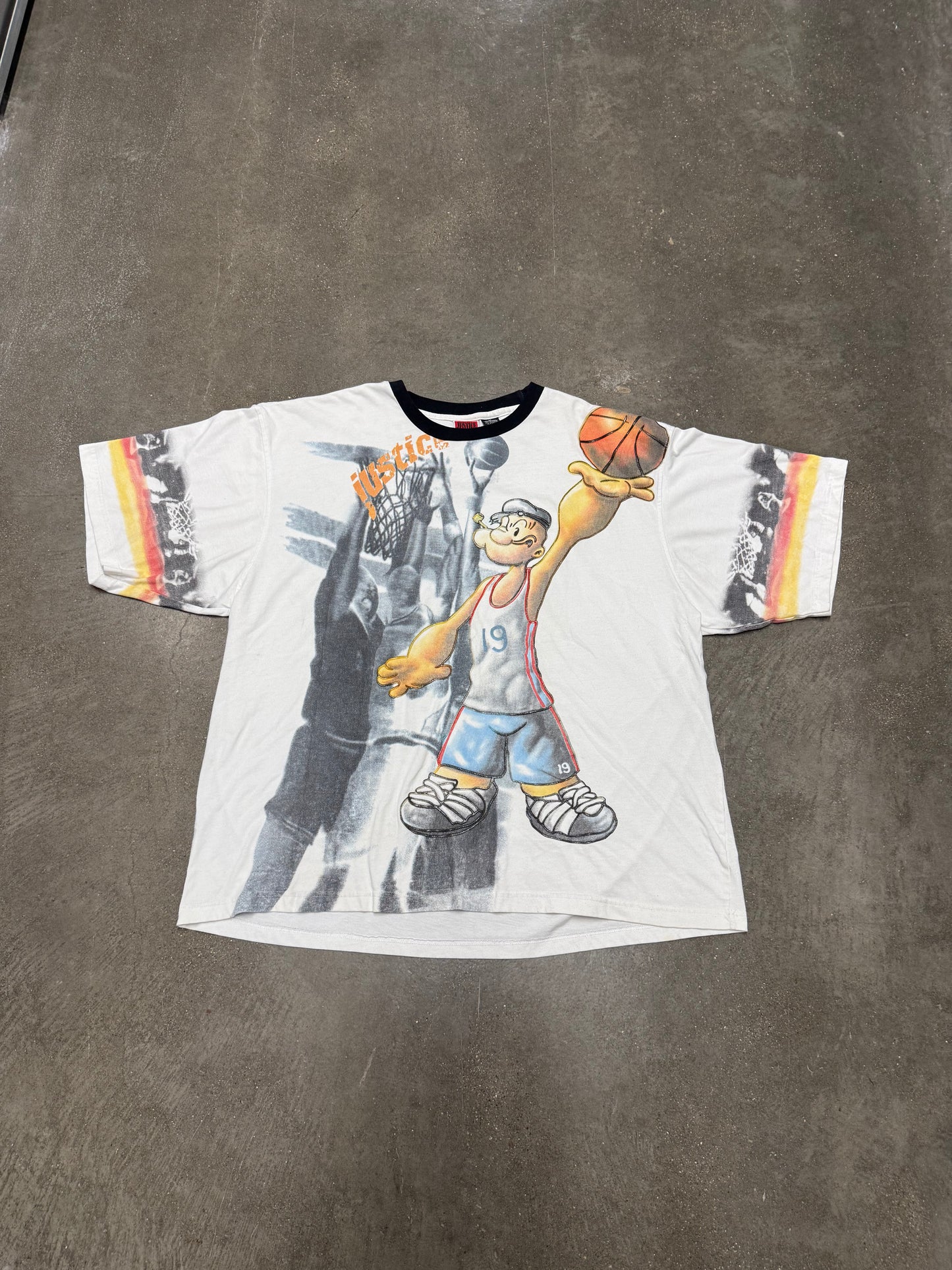 Vintage Y2K Justice Popeye Basketball T-Shirt