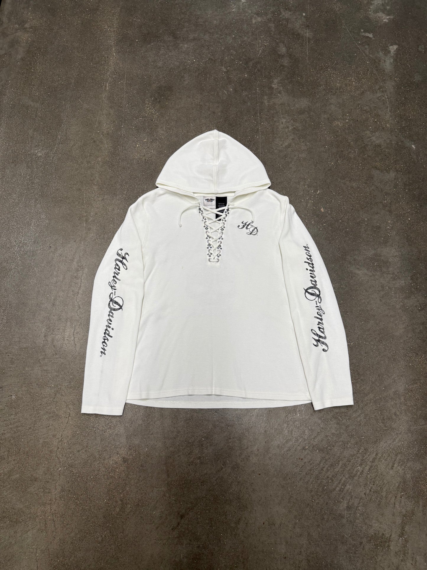 Vintage Y2K Harley Davidson Lace Up Sweatshirt