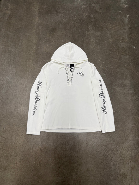 Vintage Y2K Harley Davidson Lace Up Sweatshirt
