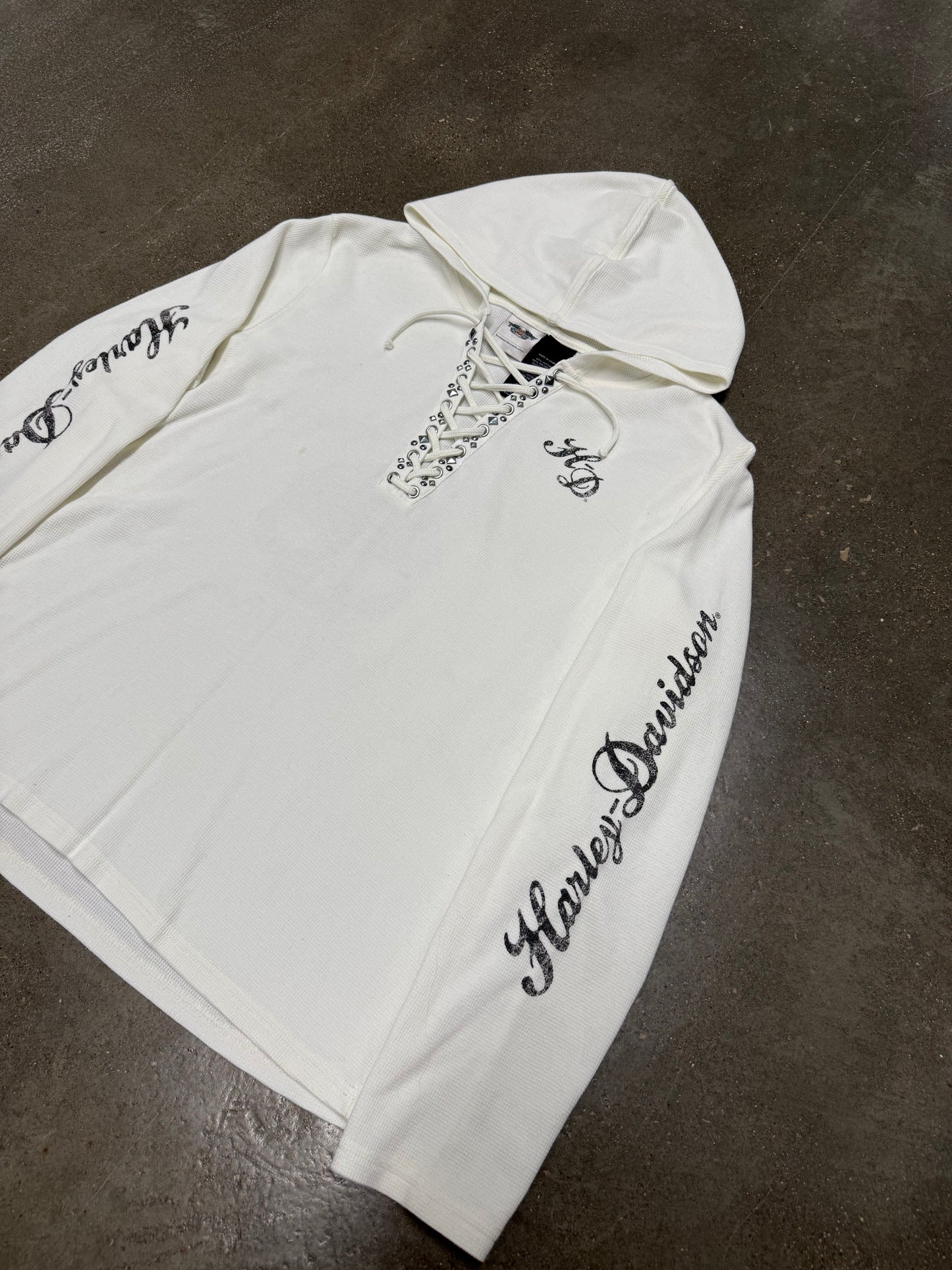 Vintage Y2K Harley Davidson Lace Up Sweatshirt