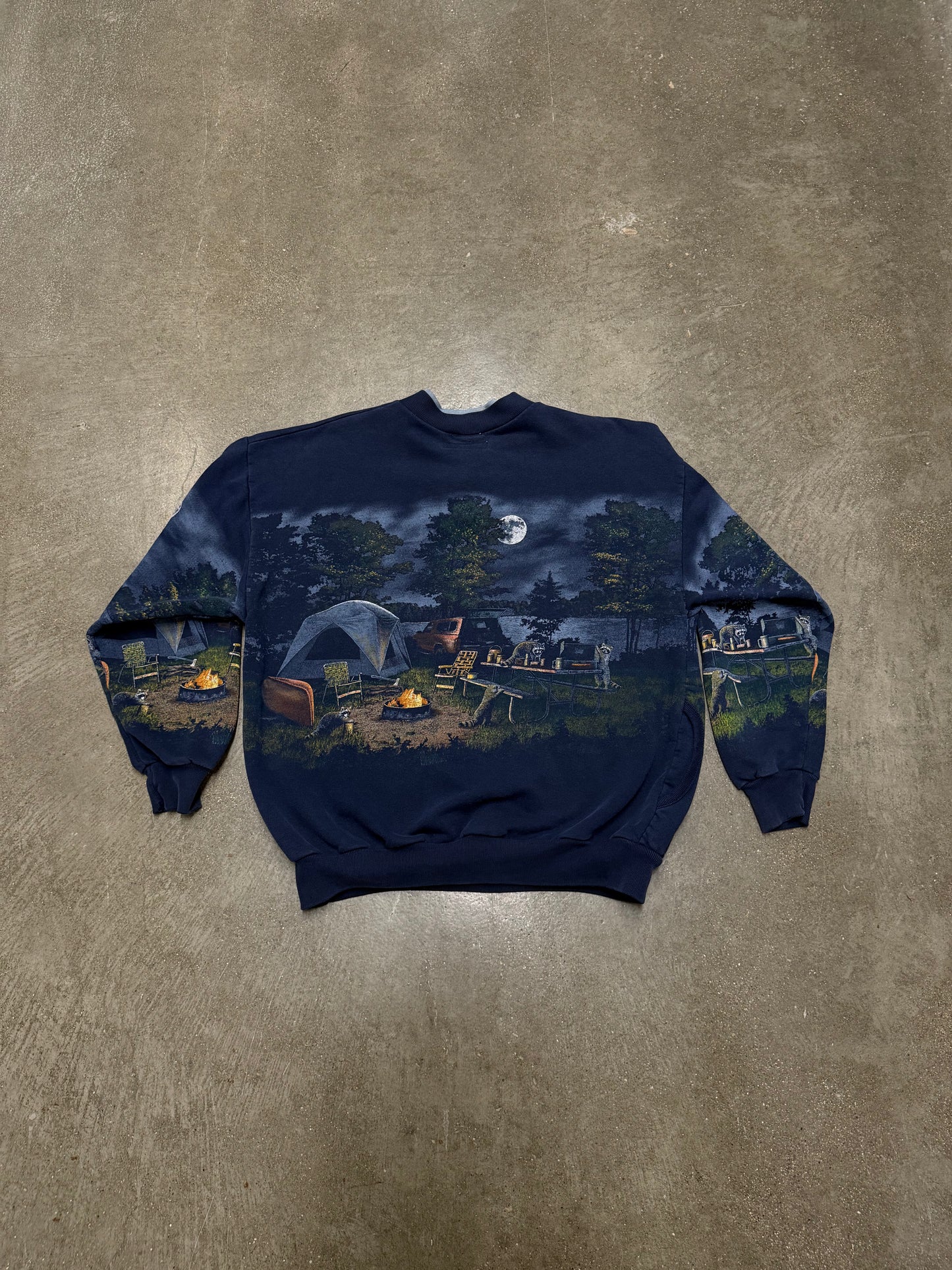 Vintage Y2K Heuston Woods Camping Henley Crewneck