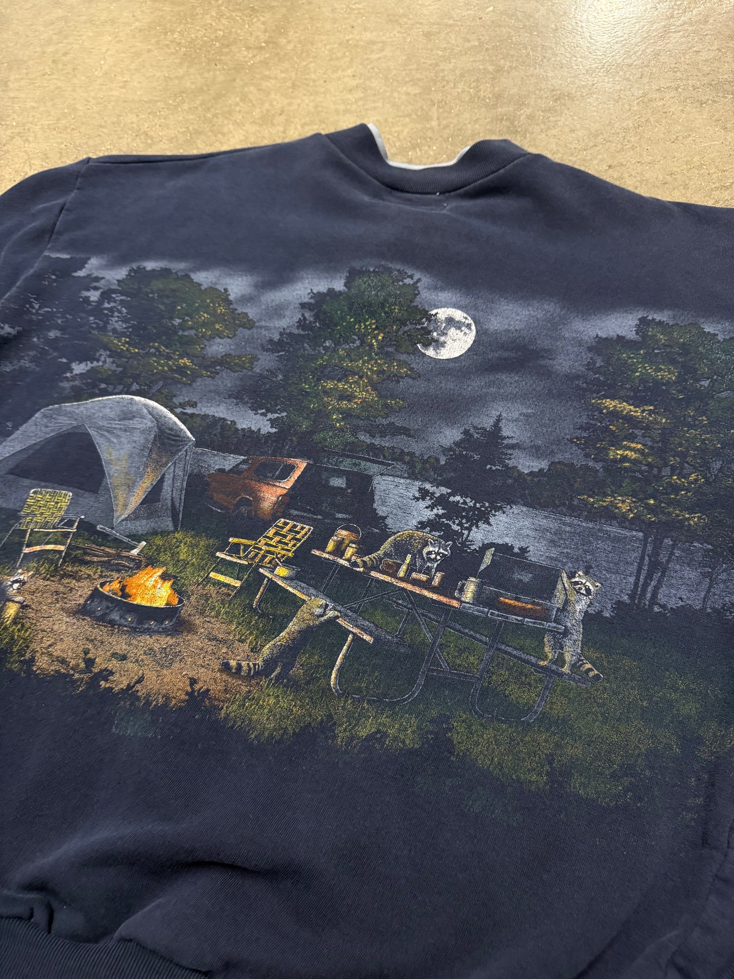 Vintage Y2K Heuston Woods Camping Henley Crewneck