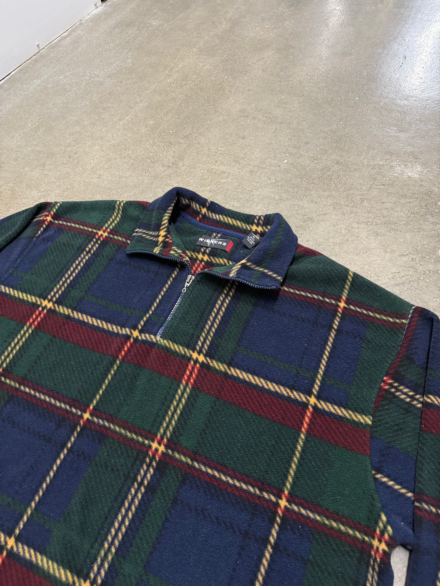 Vintage Y2K Winners Flannel Qtr Zip Pullover Sweater