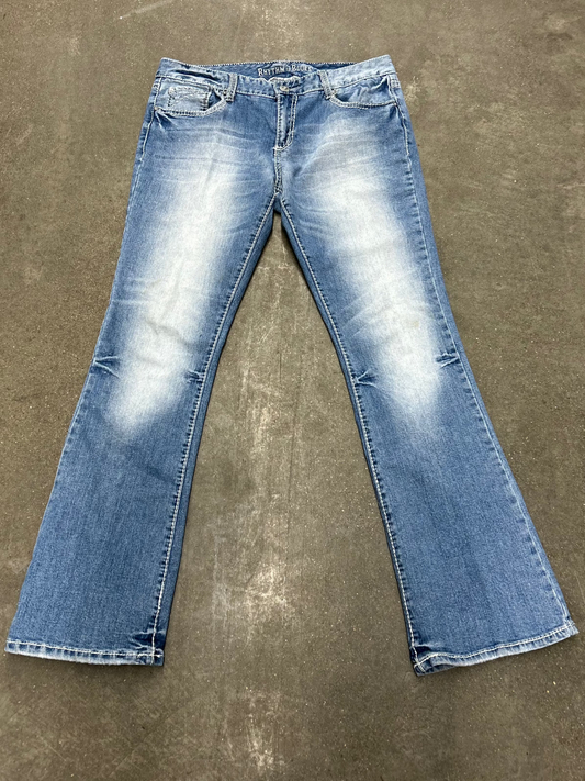 Y2K Rhythm in Blues Flared Jeans