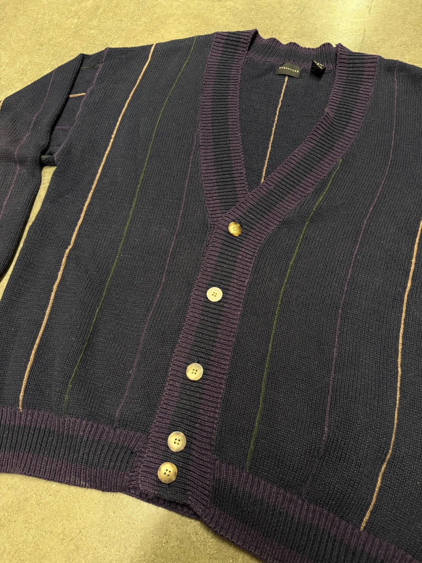 Vintage 90s/Y2K Structure Striped Cardigan Sweater