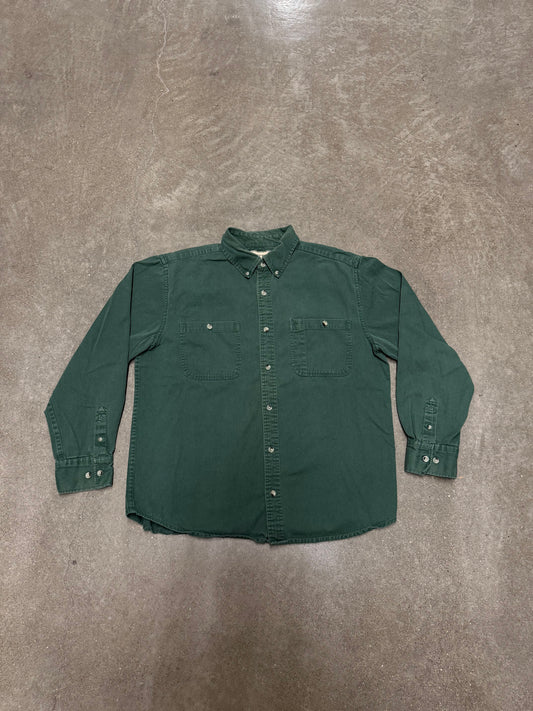 Vintage 90s/Y2K Faded Green Patina Work Shirt