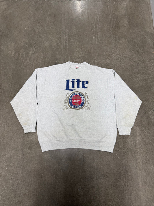 Vintage Y2K 90s Distressed Miller Lite Crewneck