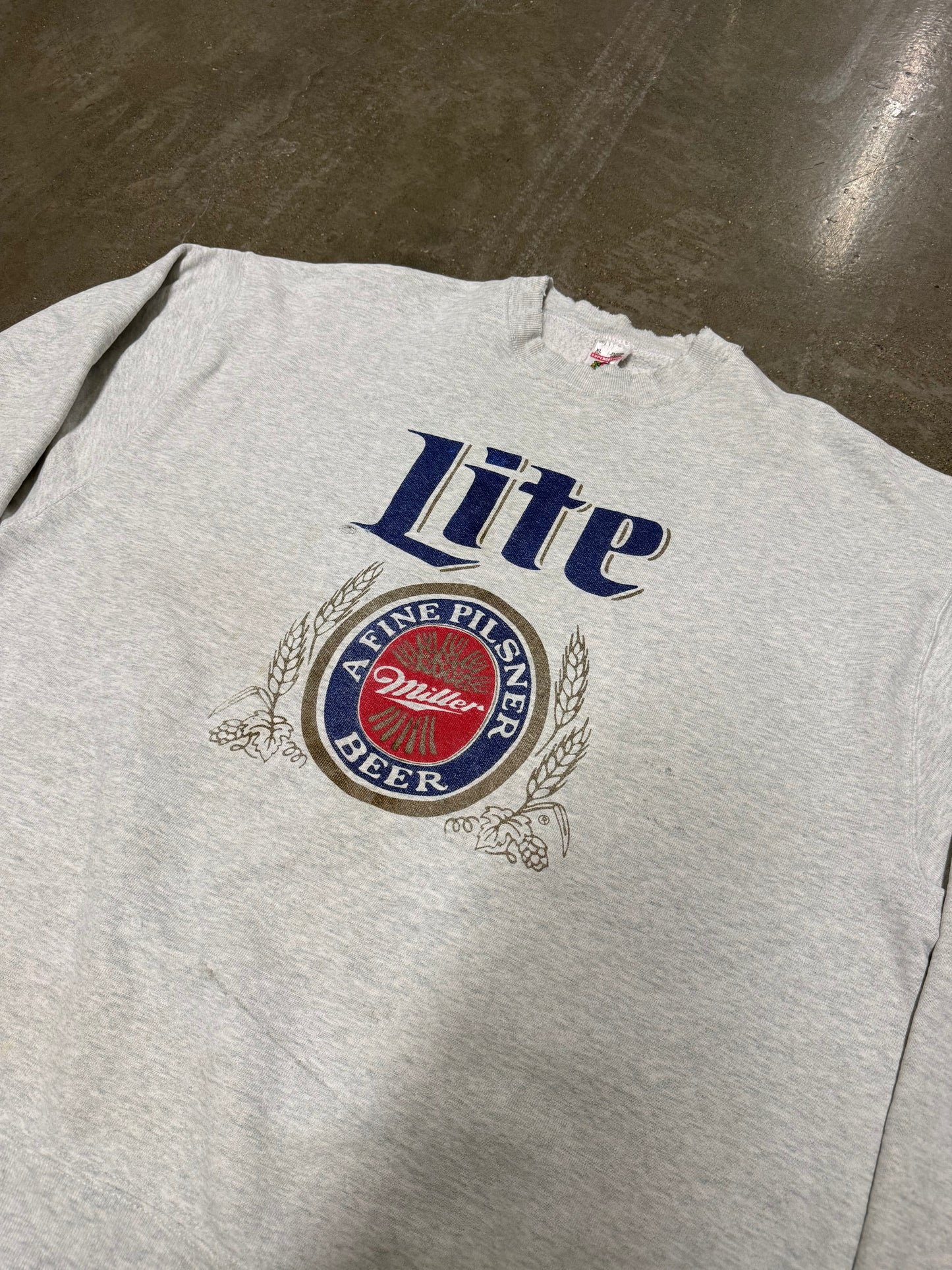 Vintage Y2K 90s Distressed Miller Lite Crewneck