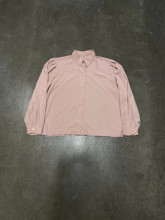 Vintage 1990s Embroidered Silk Button Up